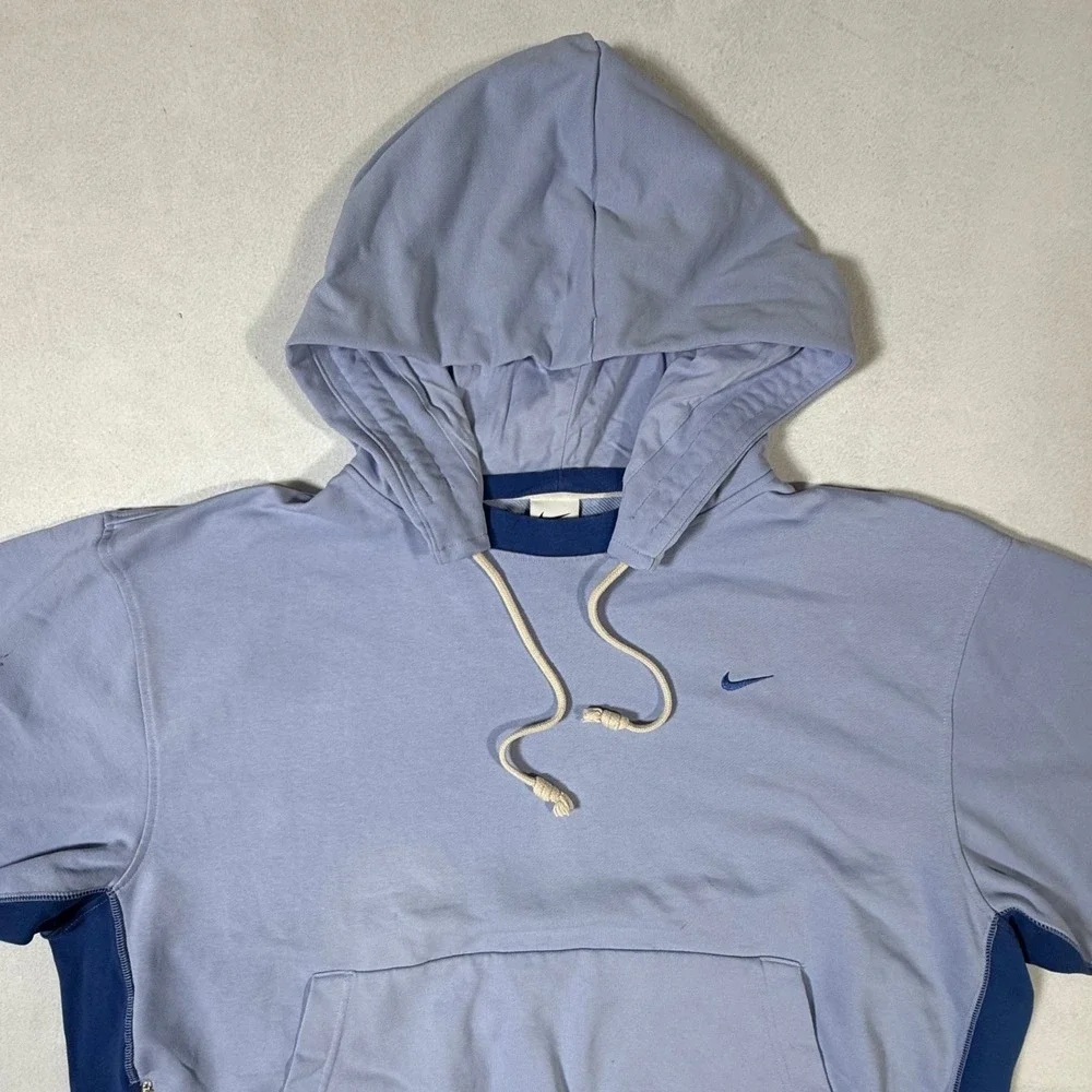 Nike Dri Fit Hoodie Mens 2XL Blue Contrast Zip Pockets Athletic Sweatshirt
